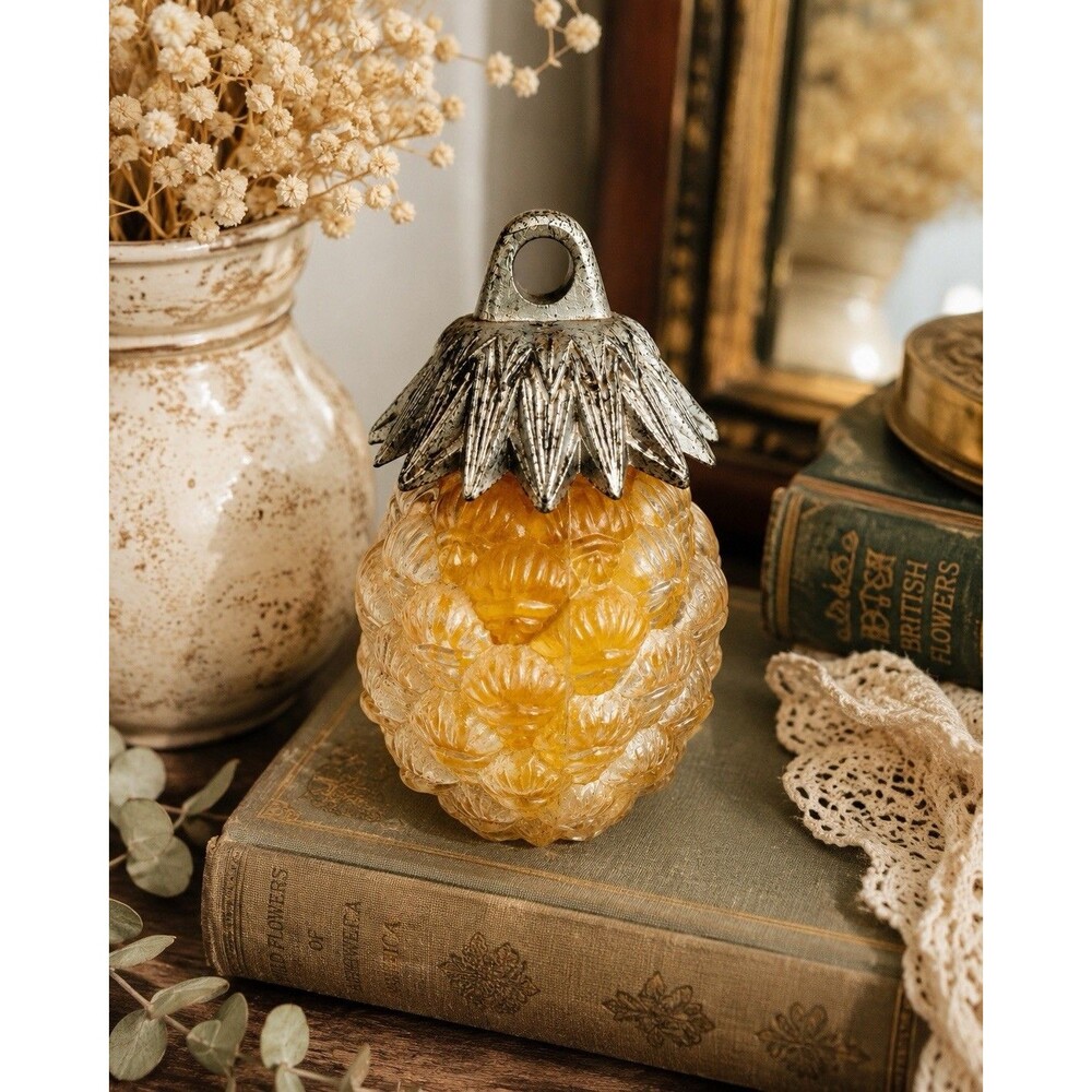 Vintage Pine Cone Hanging Fragrance Holder Refillable Metal Cap 1960s Ornament